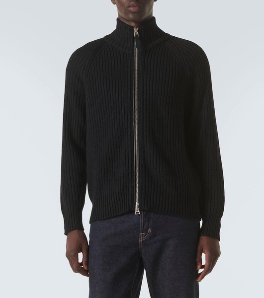 Wool and cashmere-blend zip-up sweater