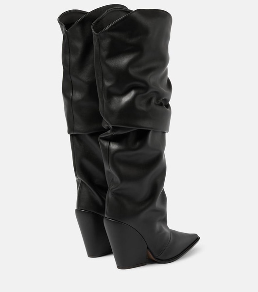 Faux leather knee-high boots