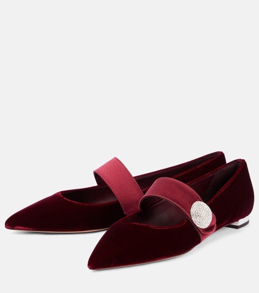 Crystal Macaron velvet flats