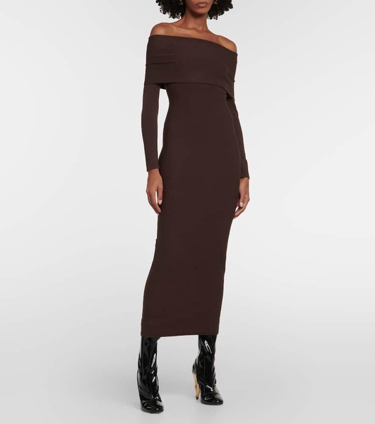 Off-shoulder jersey midi dress