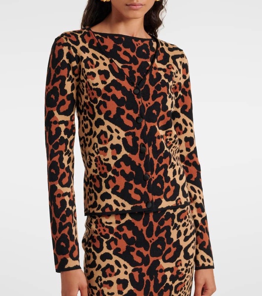 Leopard-print jacquard cardigan