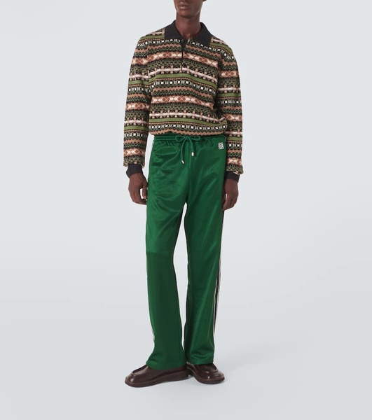 Wool jacquard polo sweater