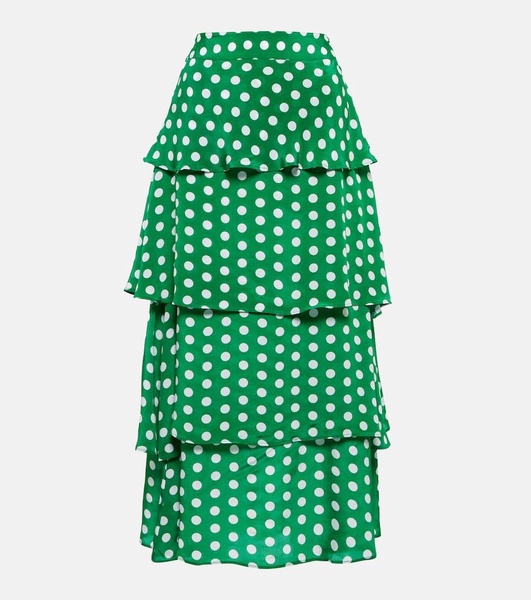 Frieda tiered polka-dot chiffon skirt