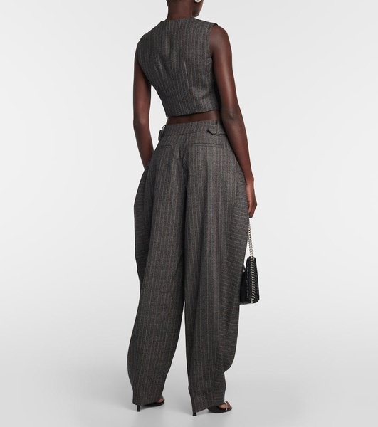 Pinstriped wool wide-leg pants