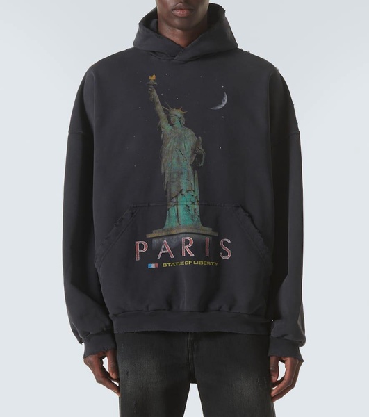 Paris Liberty distressed fleece hoodie