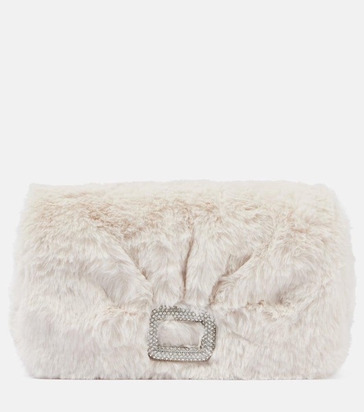 Viv Choc embellished faux shearling wallet