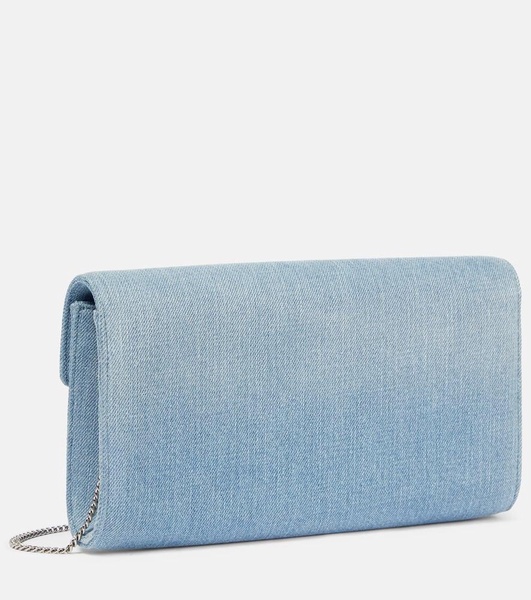 Embellished denim clutch bag