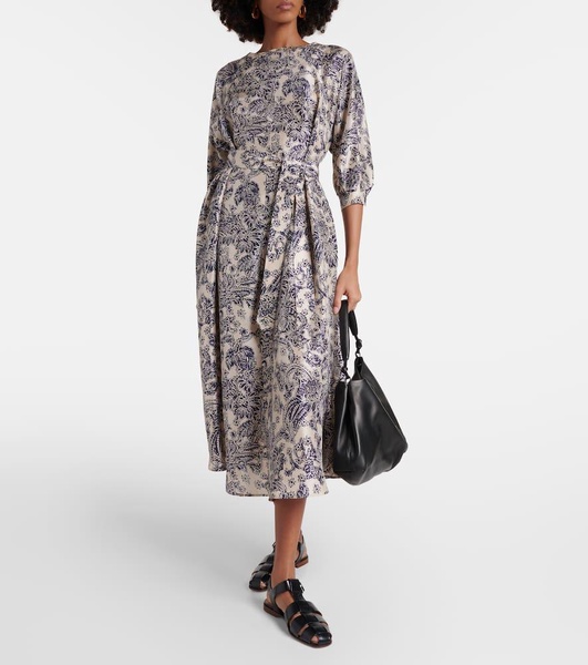 Printed silk midi dress