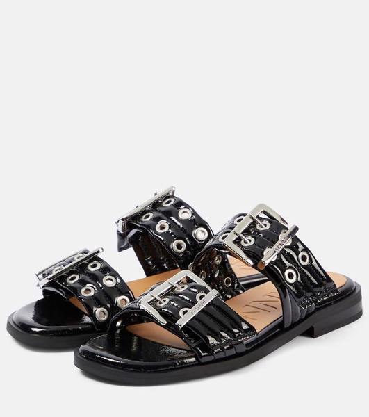 Studded patent leather sandals