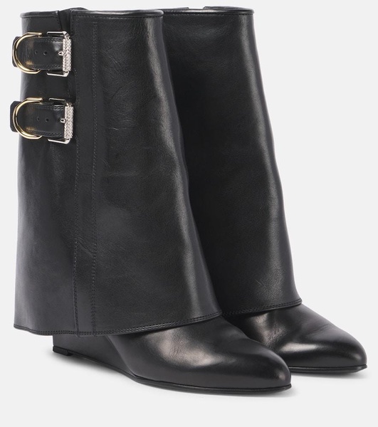 Shark Lock Buckles leather ankle boots