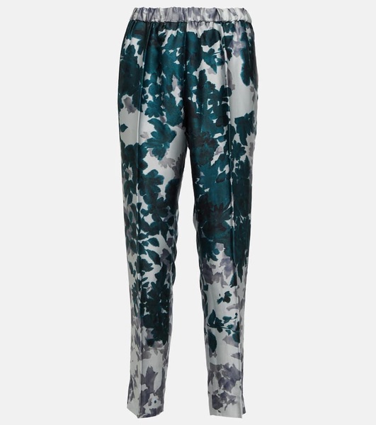 Printed tapered satin pants