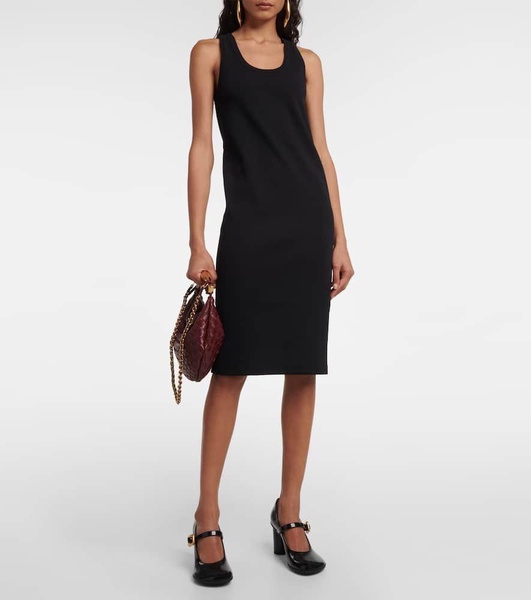 Ribbed-knit cotton jersey midi dress