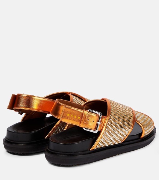 Fussbett leather-trimmed sandals