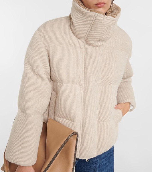 Cashmere corduroy down jacket