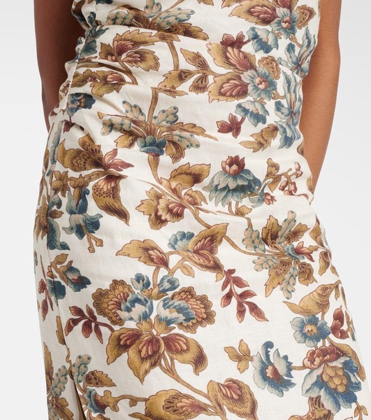 Eleanora floral linen maxi skirt