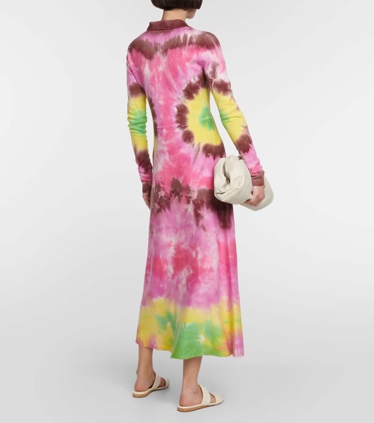 Tie-dye cashmere and silk midi dress