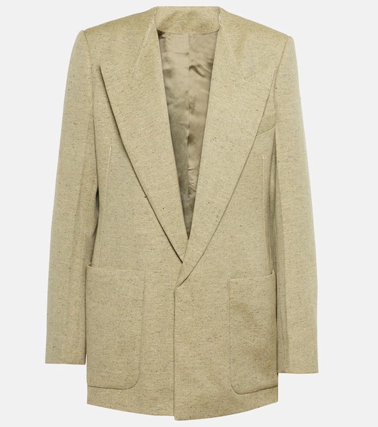 Single-breasted wool-blend blazer 