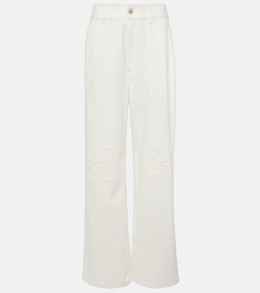 Anagram embroidered high-rise wide-leg jeans