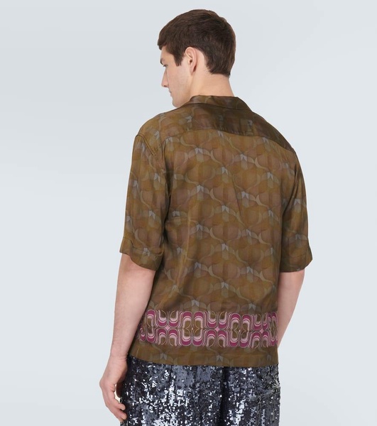 Embroidered printed bowling shirt