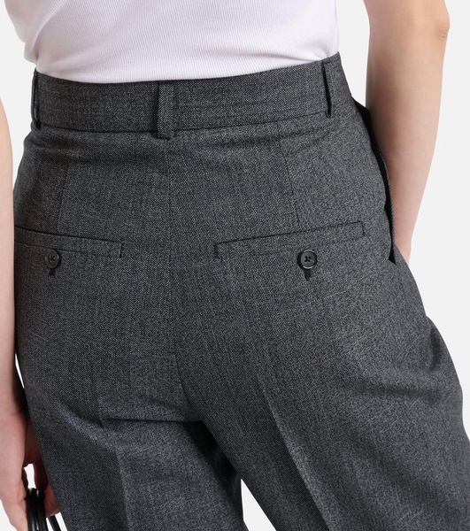 Pleated wool-blend pants