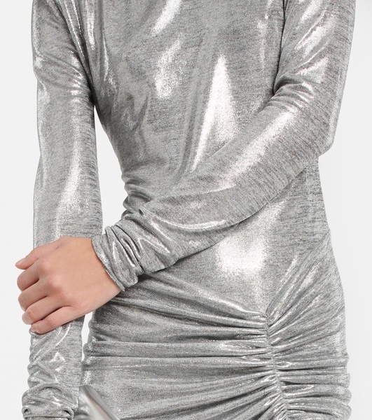 Metallic jersey midi dress