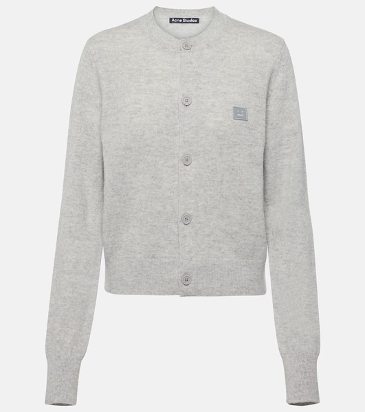 Face crewneck wool cardigan