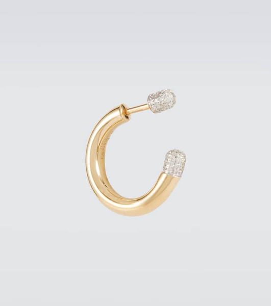 Tube Small 14kt gold single earring with diamonds