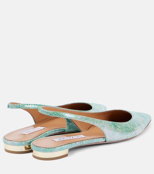 Purist snake-effect leather slingback flats