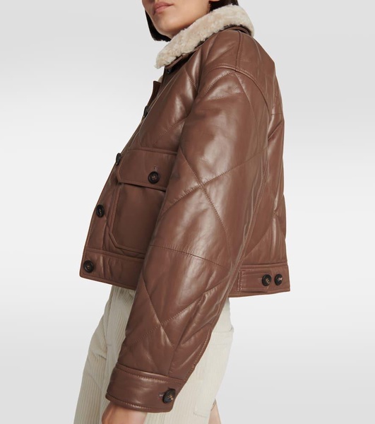 Shearling-trimmed leather jacket