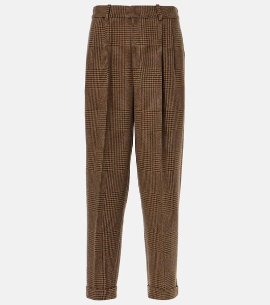 Wool-blend tweed straight pants