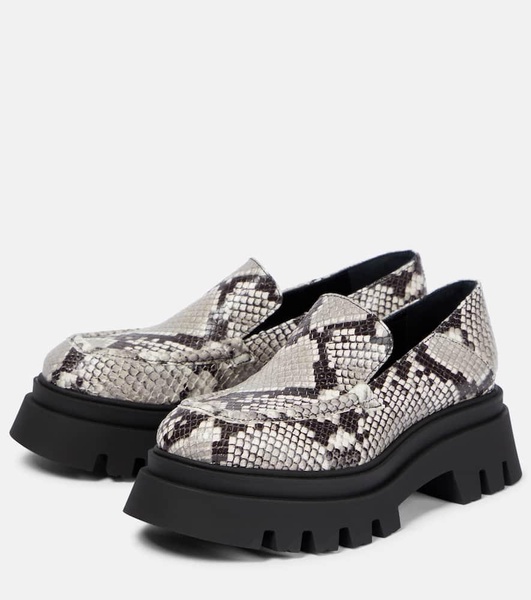 Printed leather platform loafers