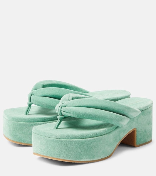 Suede platform thong sandals