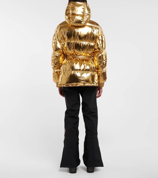 Metallic belted down parka