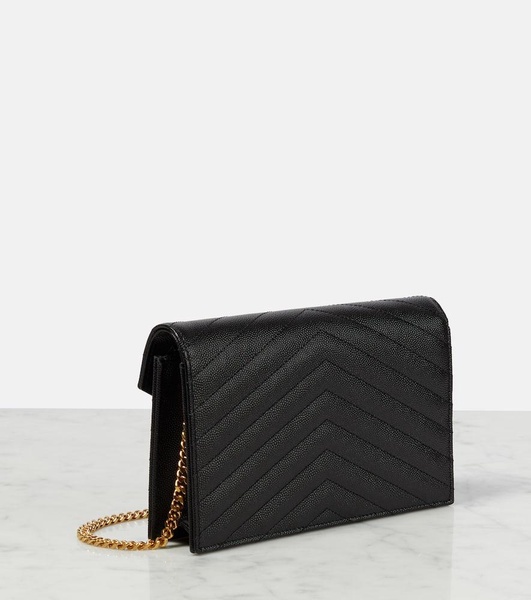 Cassandra quilted envelope leather wallet on chain