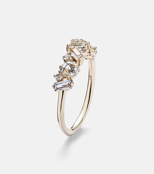 Amalfi 14kt gold ring with diamonds and topaz