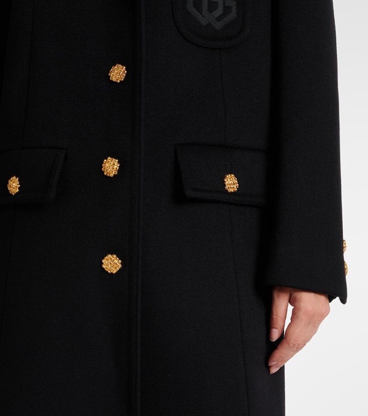 Double G embroidered wool coat