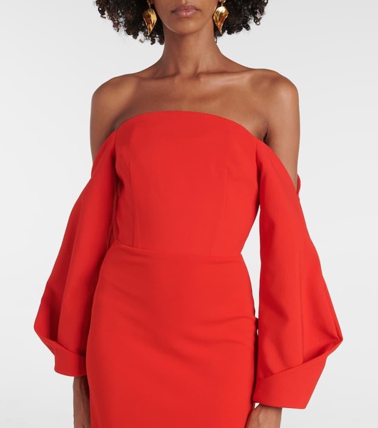 Lotta off-shoulder crêpe gown