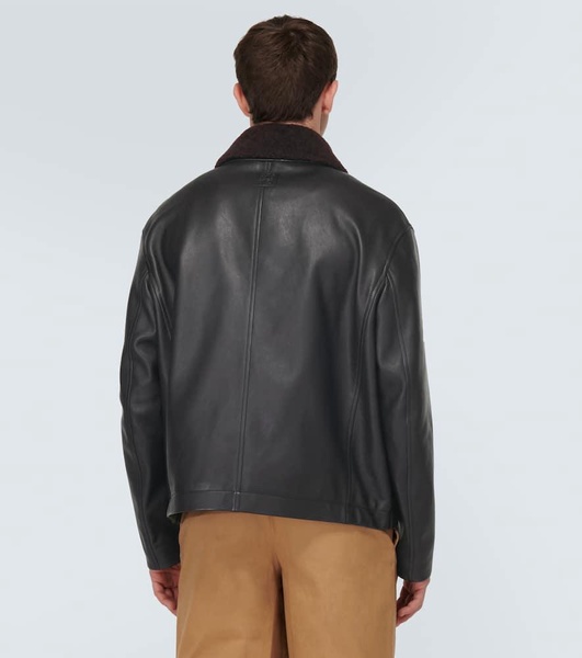 Leather bomber jacket