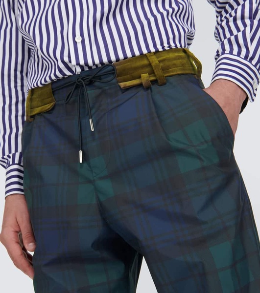 Tartan taffeta straight pants