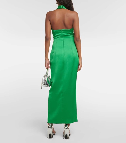 Halterneck satin midi dress