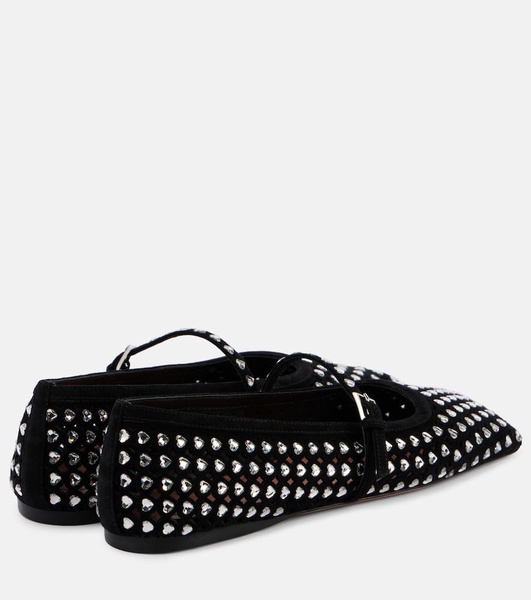 Ane crystal-embellished leather Mary Jane flats