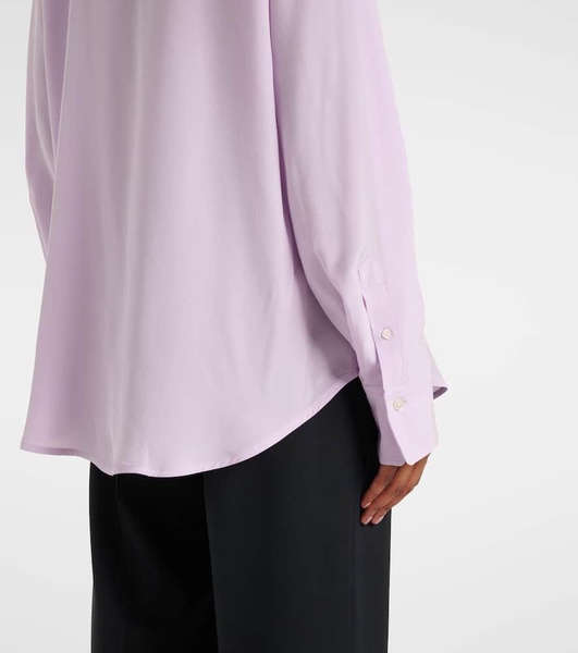 Ruffled asymmetric silk blouse