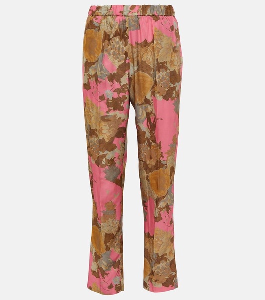 Printed mid-rise slim pants