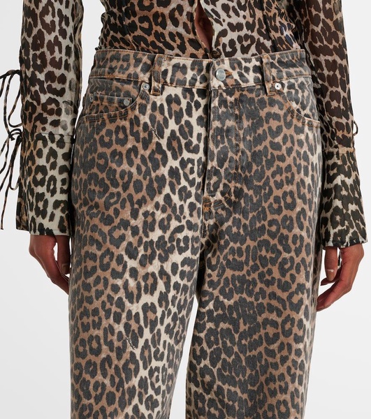 Izey leopard-print straight jeans