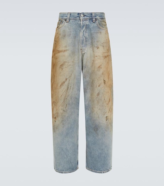 Distressed wide-leg jeans