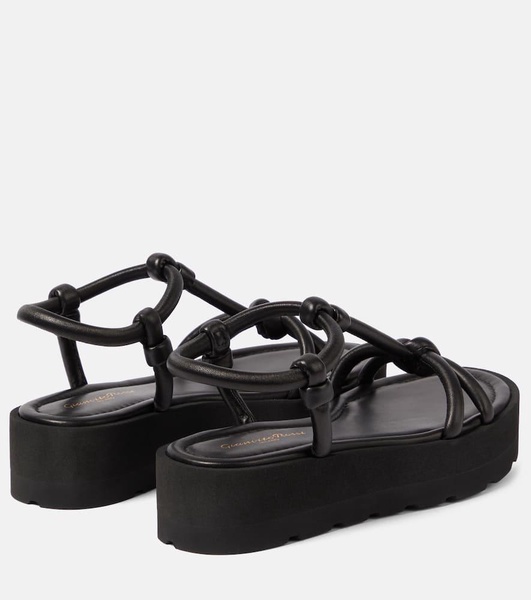 Knotted leather platform sandals