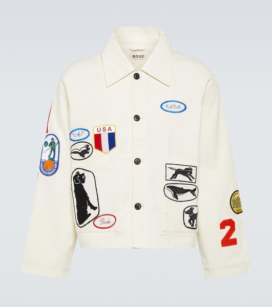 Cambridge patch-appliqué cotton canvas jacket