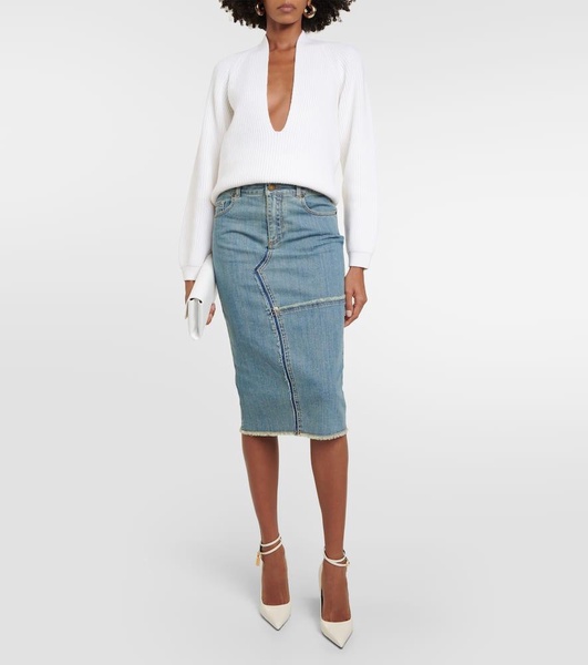 Denim pencil skirt