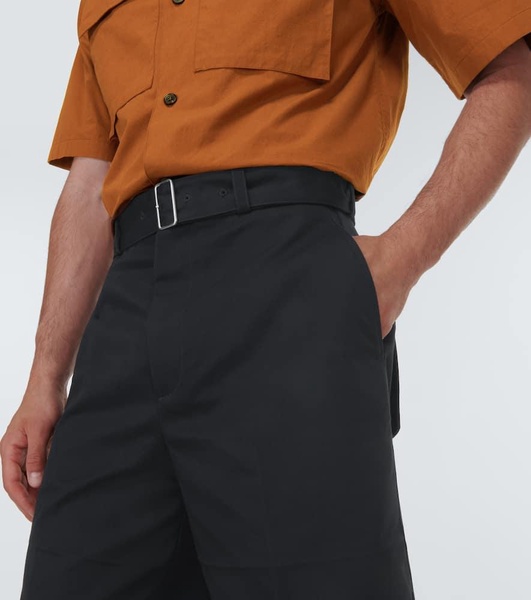 Wool gabardine belted shorts