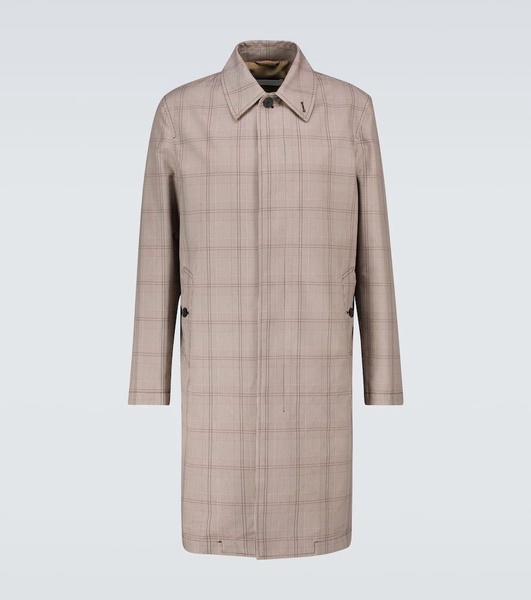 Prince of Wales checked trench coat